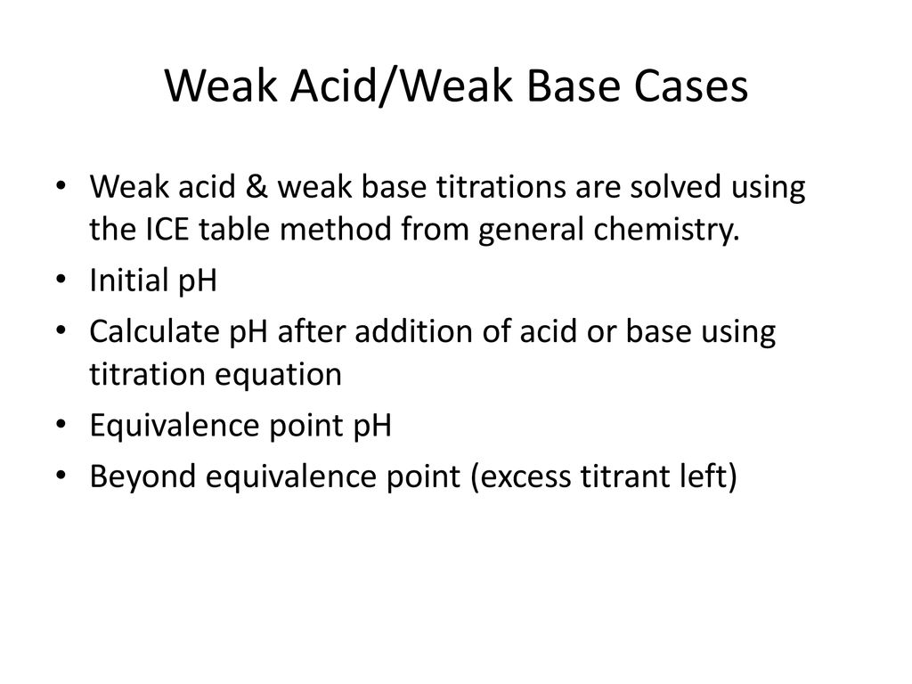 Weak Acid/Weak Base Cases