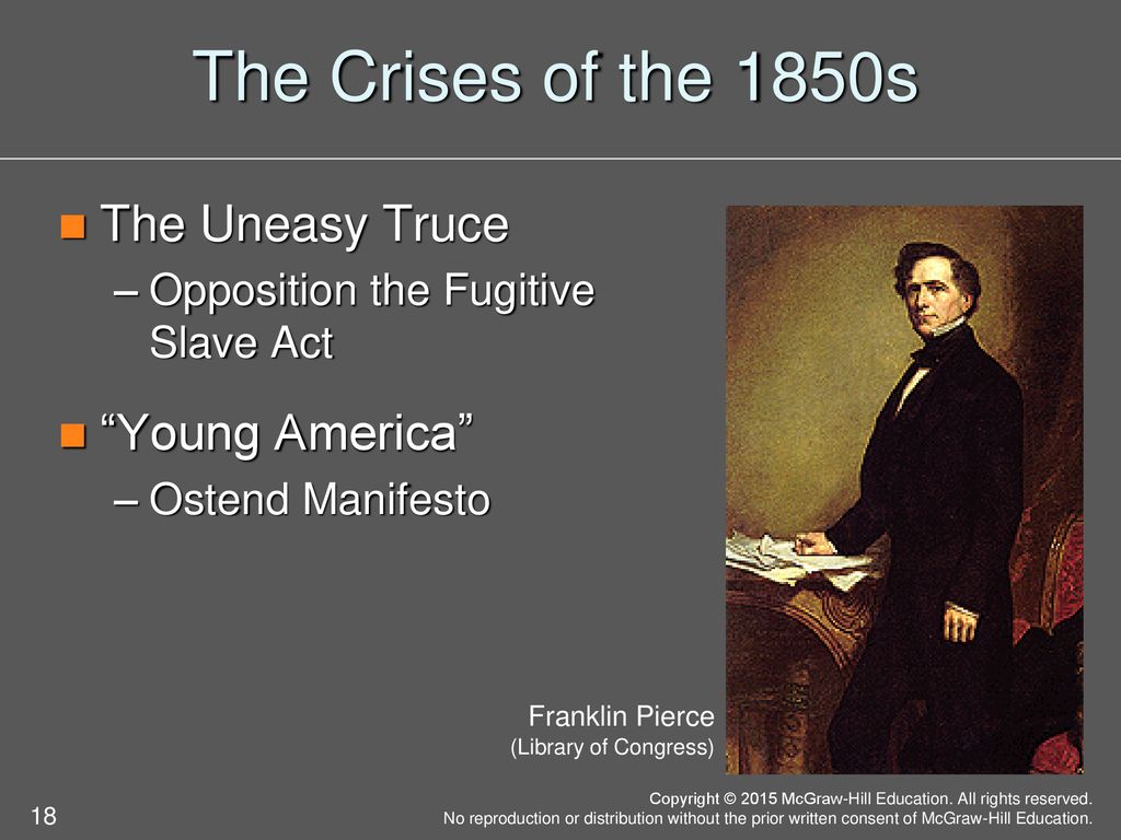 The Crises of the 1850s The Uneasy Truce Young America