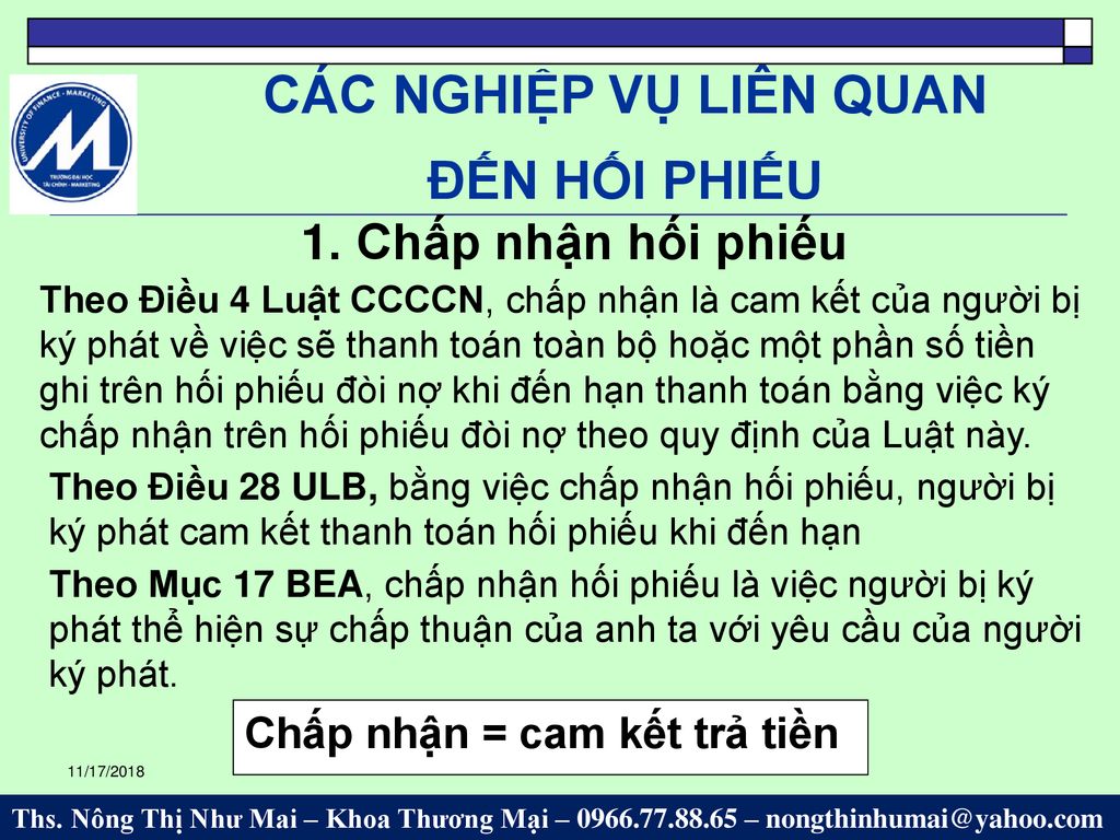 CÁC NGHIỆP VỤ LIÊN QUAN ĐẾN HỐI PHIẾU