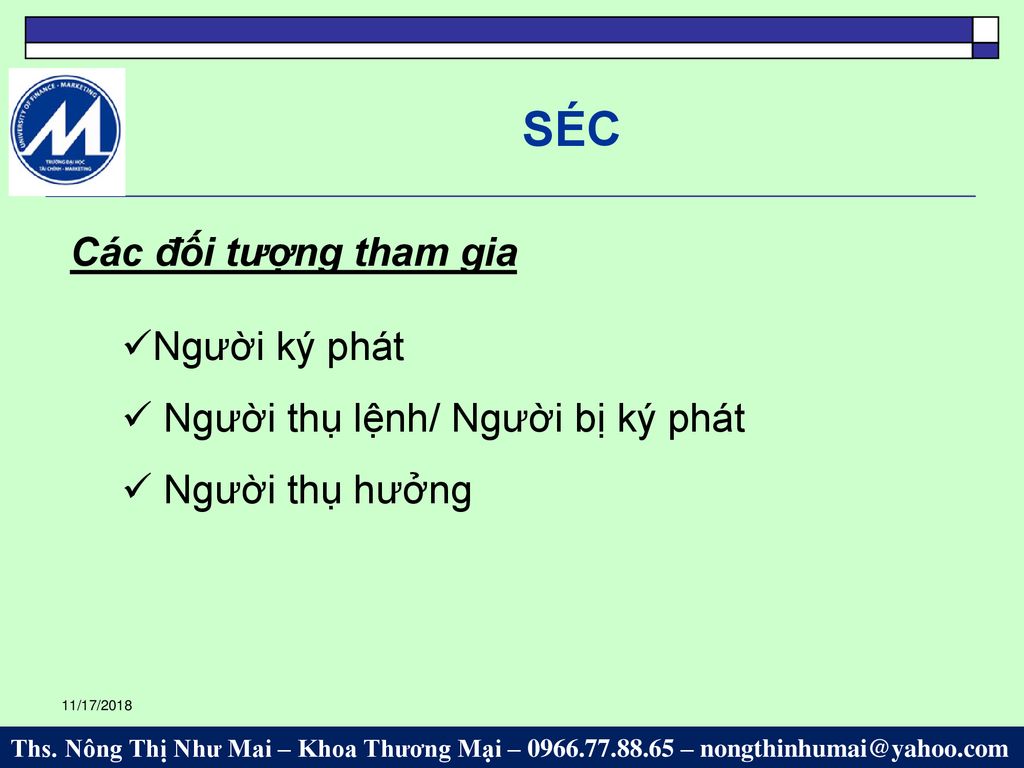 SÉC Các đối tượng tham gia Người ký phát