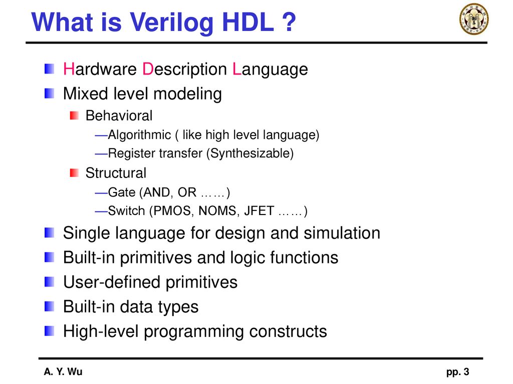 What is Verilog HDL Hardware Description Language