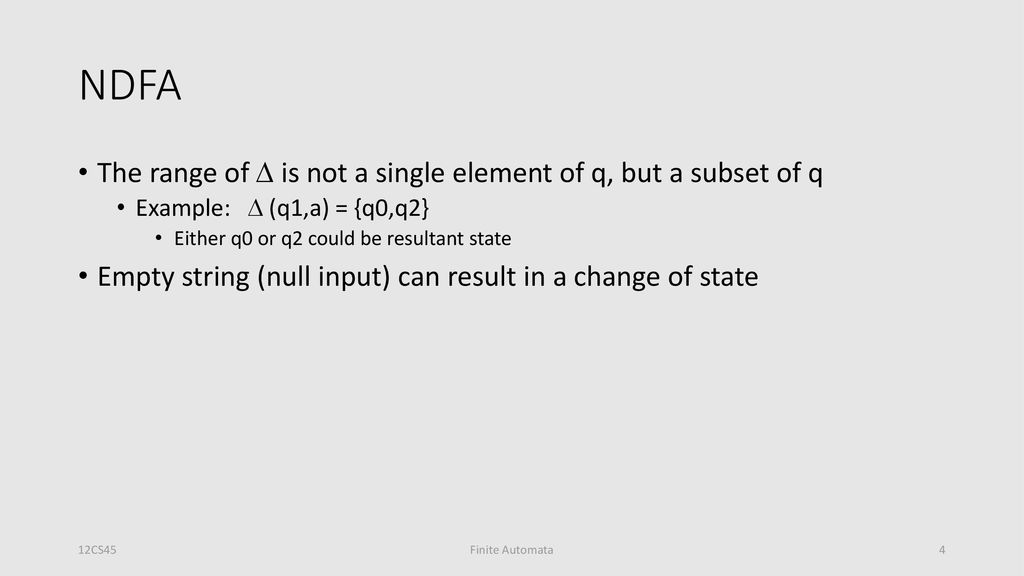 Non-Determinism 12CS45 Finite Automata. - ppt download