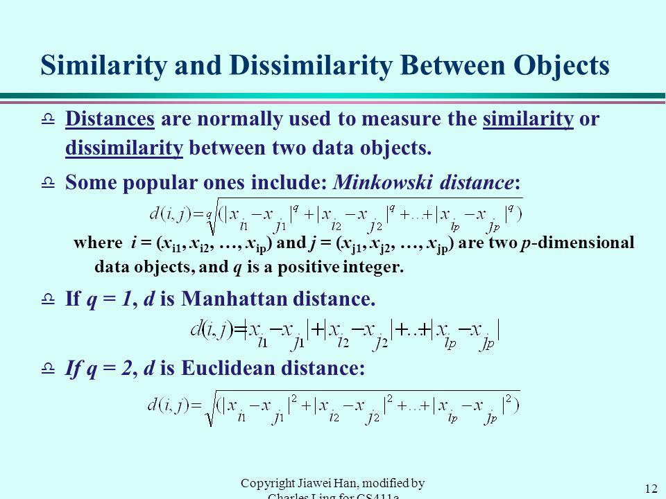Similarity and Dissimilarity Between Objects