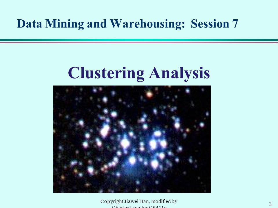 Data Mining and Warehousing: Session 7