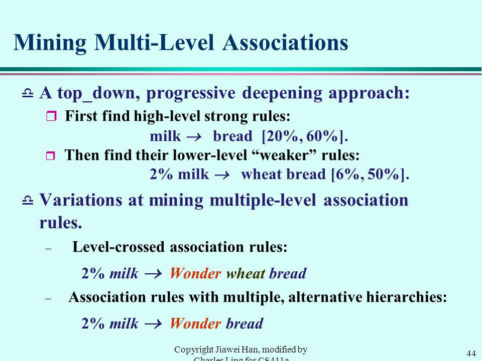Mining Multi-Level Associations