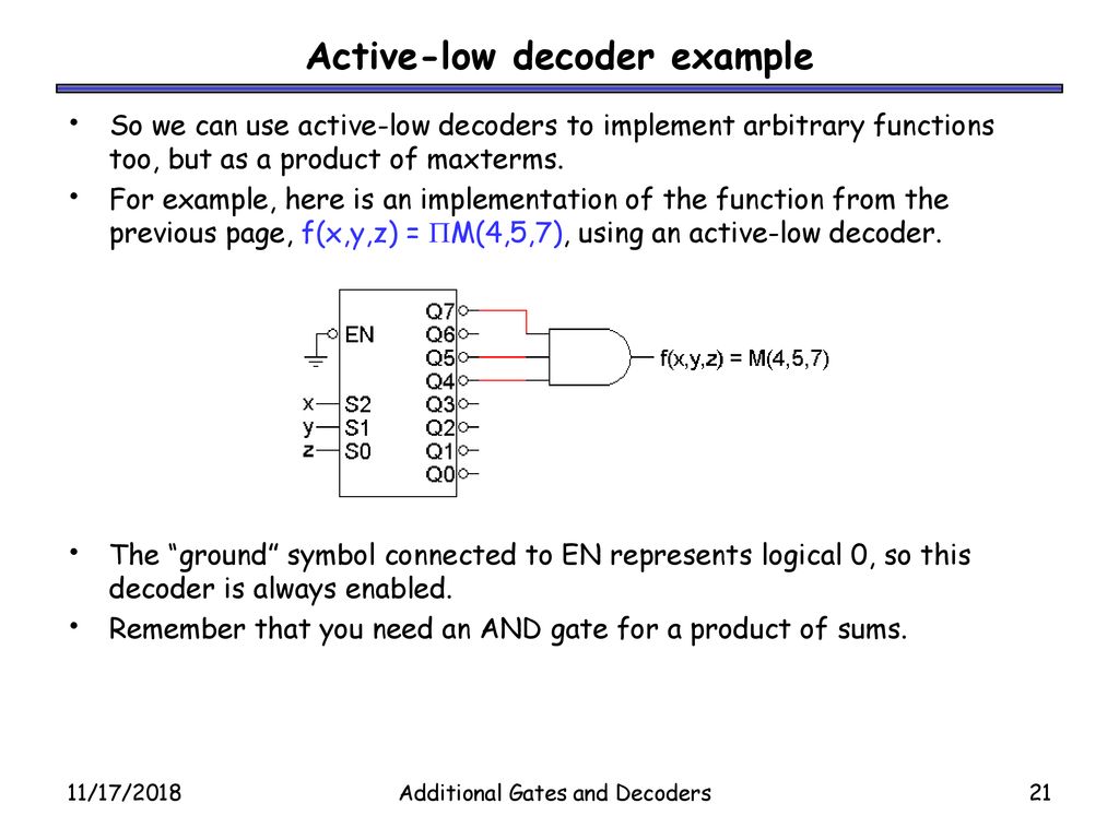 Additional Gates and Decoders - ppt download