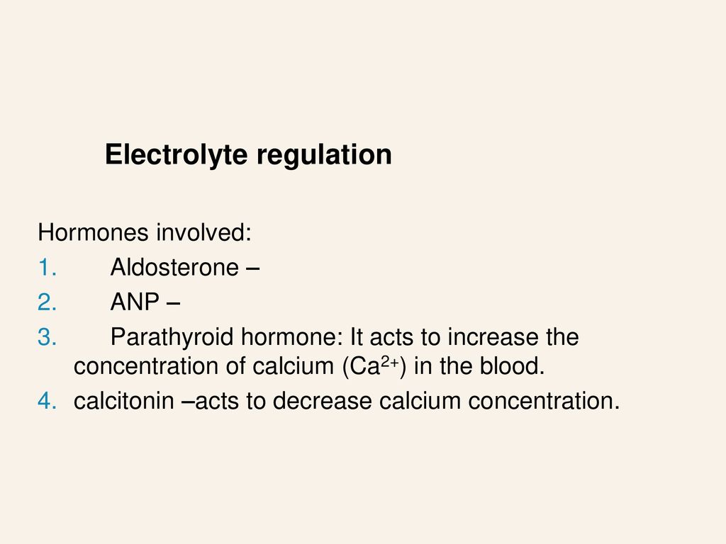 Electrolyte regulation