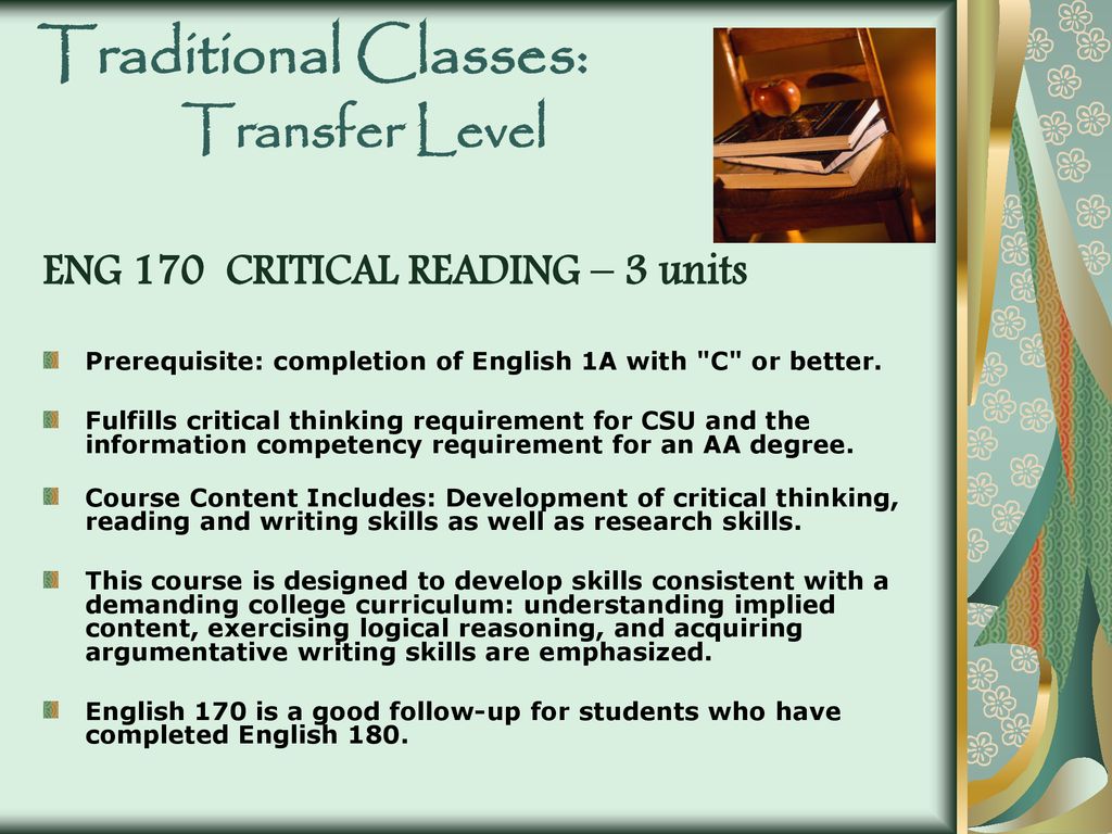 Traditional Classes: Transfer Level
