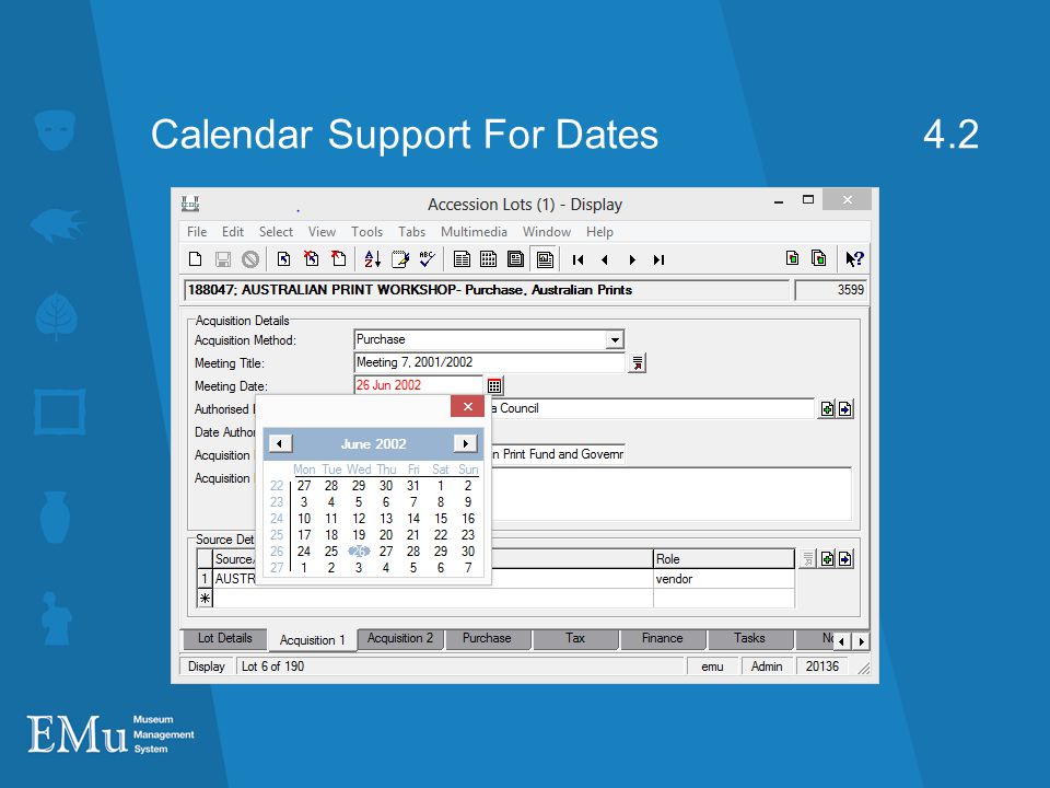 Calendar Support For Dates 4.2
