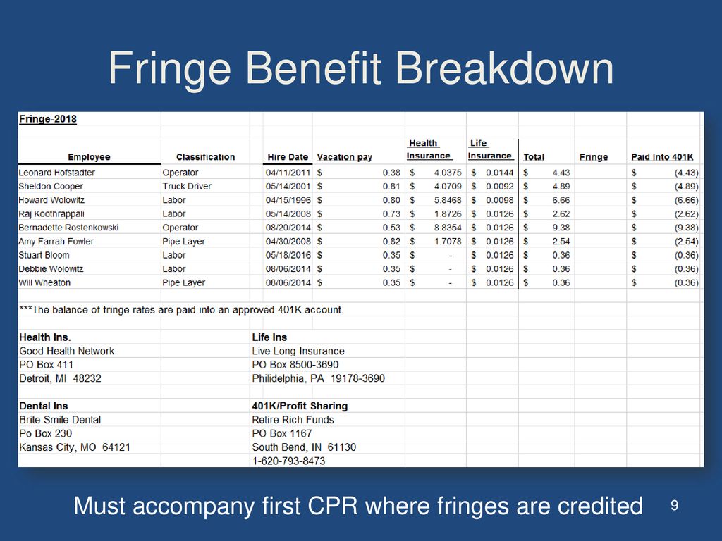 Fringe Benefit Breakdown