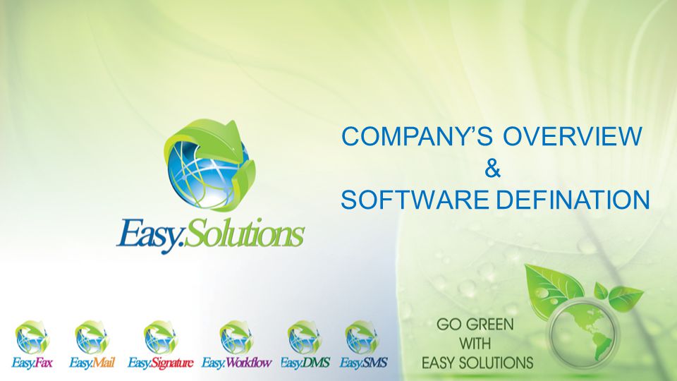 COMPANY’S OVERVIEW & SOFTWARE DEFINATION