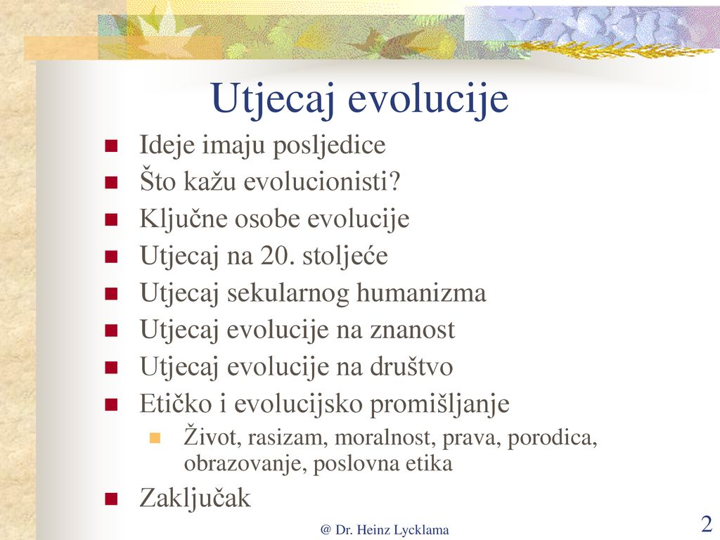 Utjecaj Evolucije Na Etiku Ppt Download