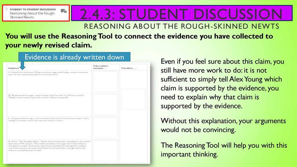 2.4.3: Student Discussion Reasoning About the Rough-Skinned Newts