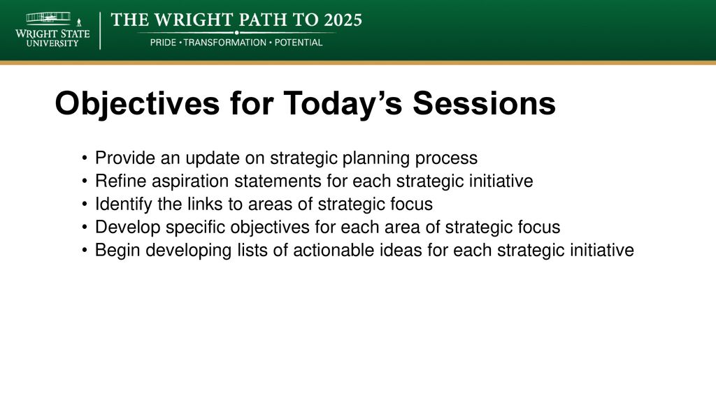 Objectives for Today’s Sessions
