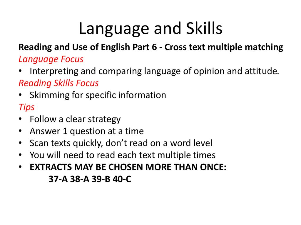 CAE Reading and Use of English Part 6 - Strategy - ppt download