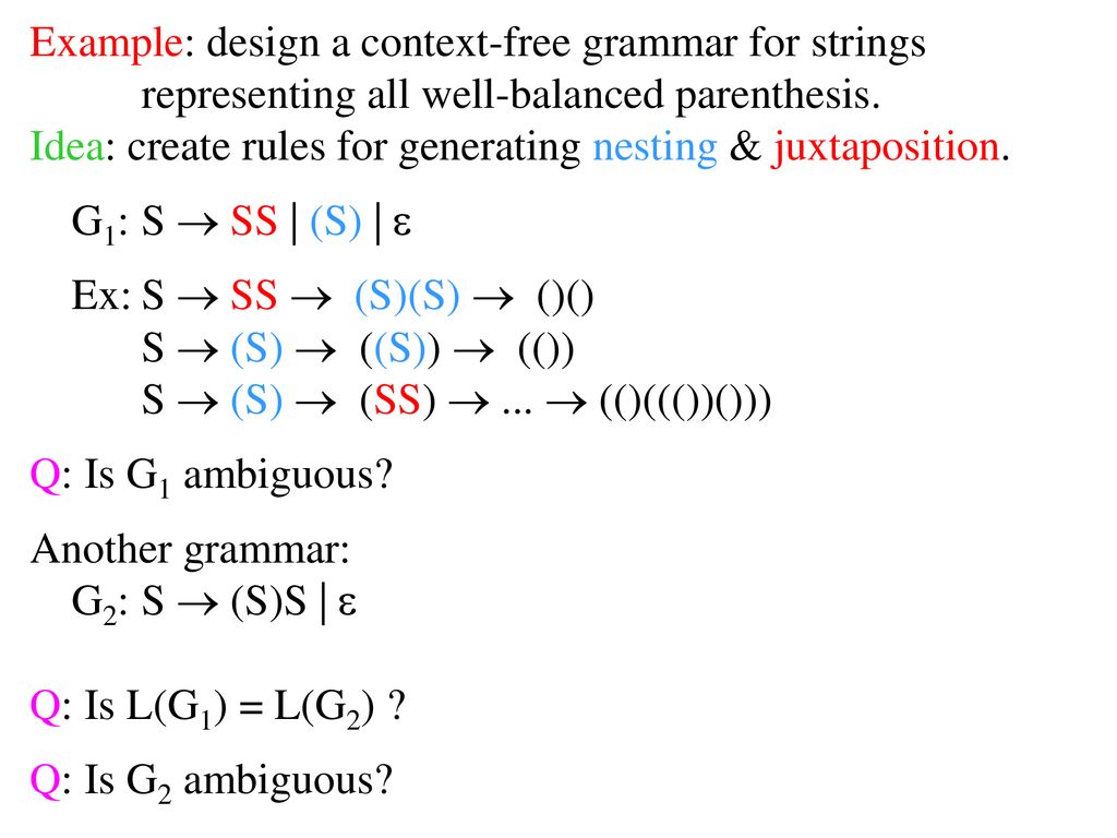 Context Free Grammars Review Ppt Download