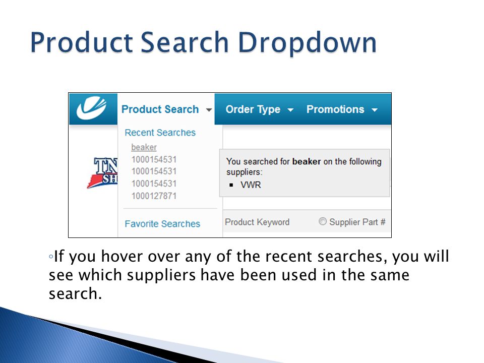 Product Search Dropdown