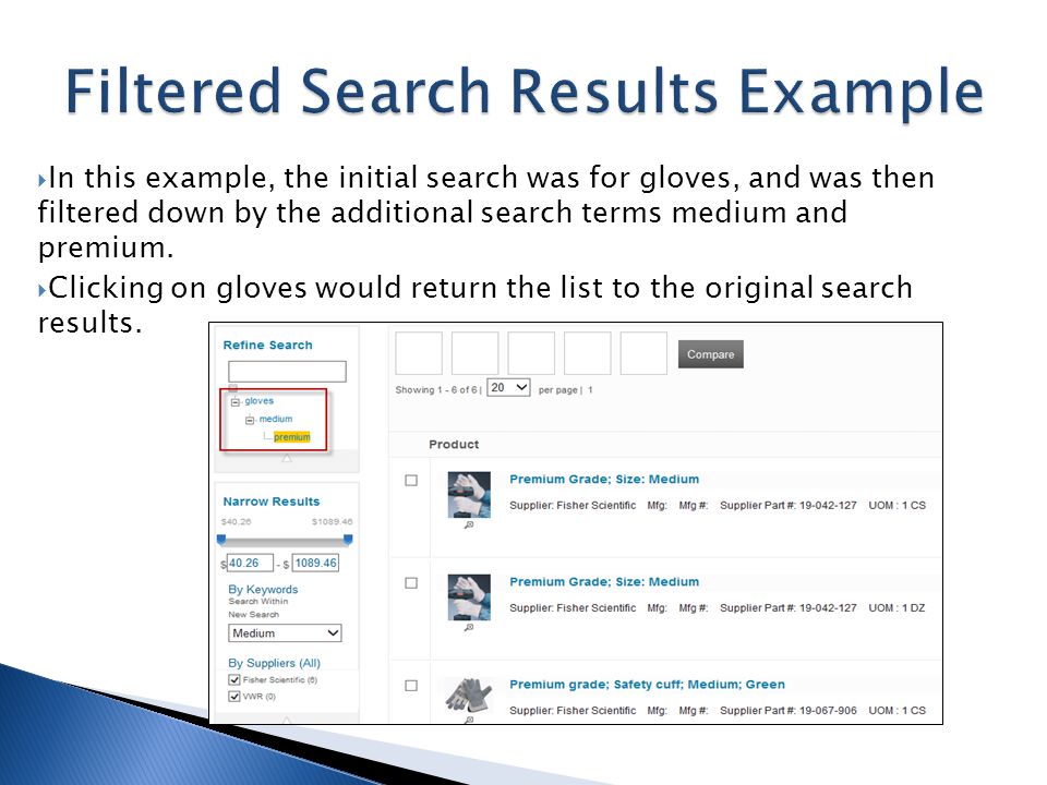 Filtered Search Results Example