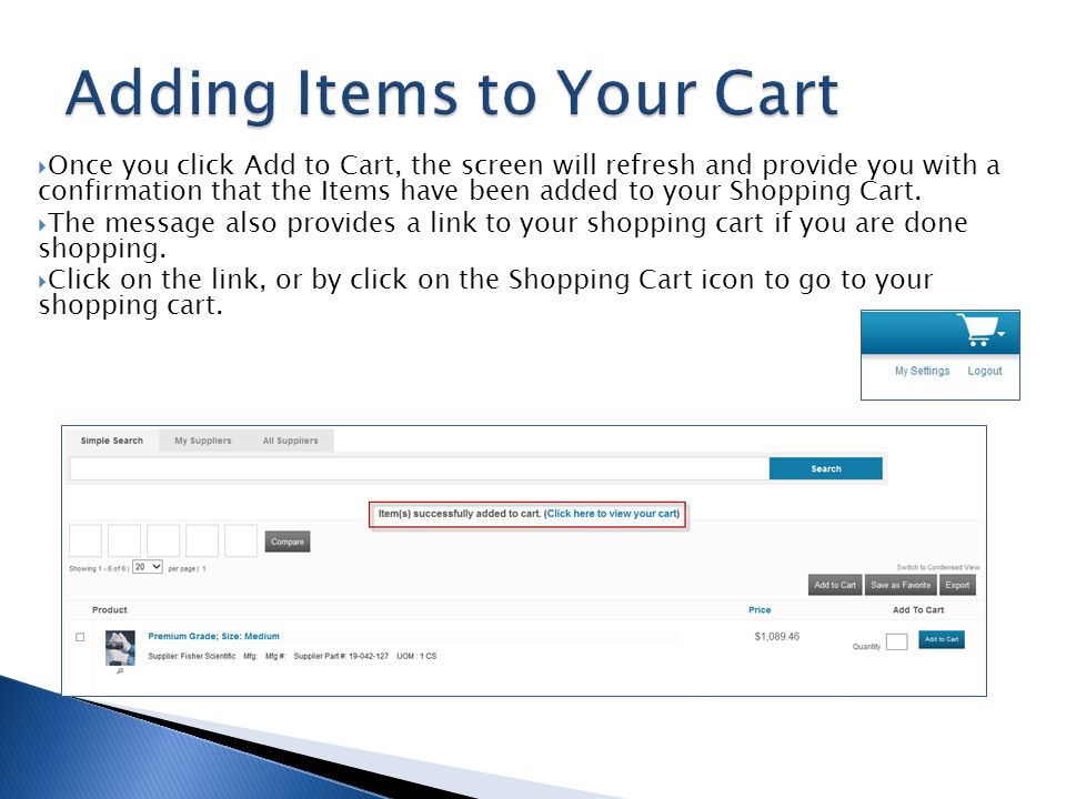 Adding Items to Your Cart