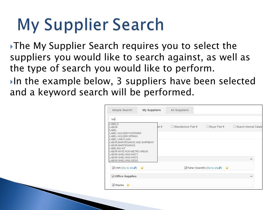 My Supplier Search