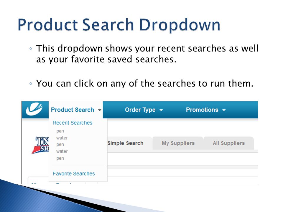 Product Search Dropdown