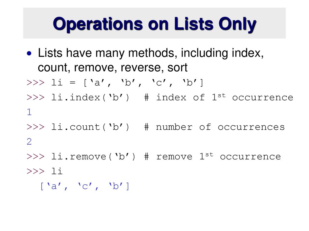 Operations on Lists Only