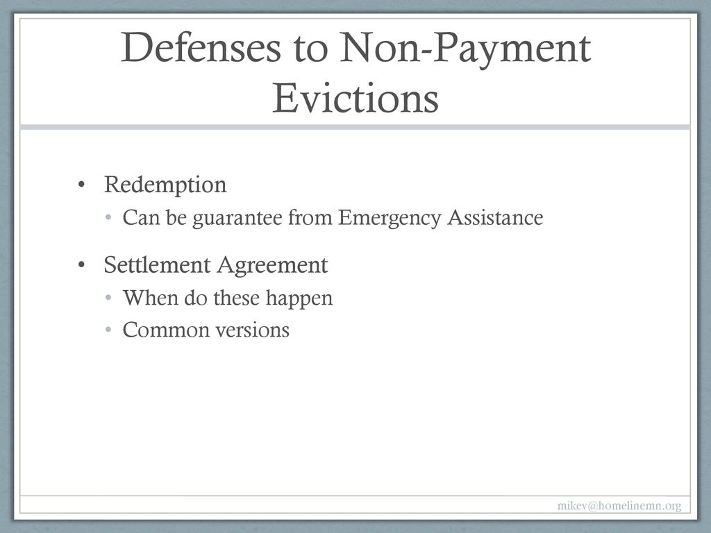 Defenses to Non-Payment Evictions