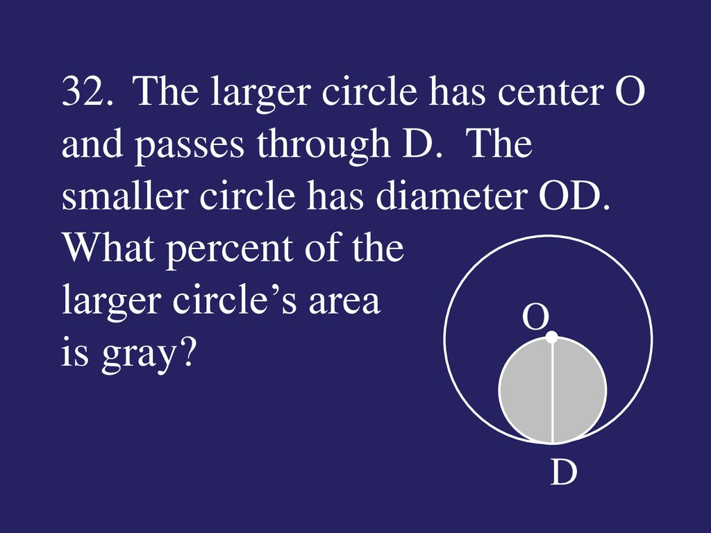 32. The larger circle has center O and passes through D