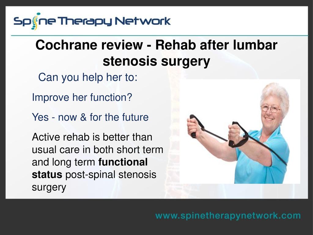 Cochrane review - Rehab after lumbar stenosis surgery
