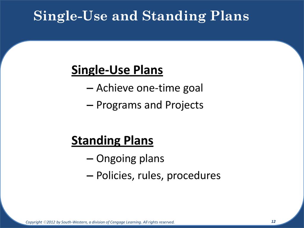 Single-Use and Standing Plans