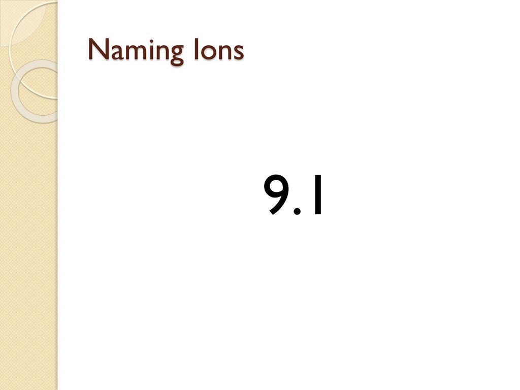 Naming Ions 9.1