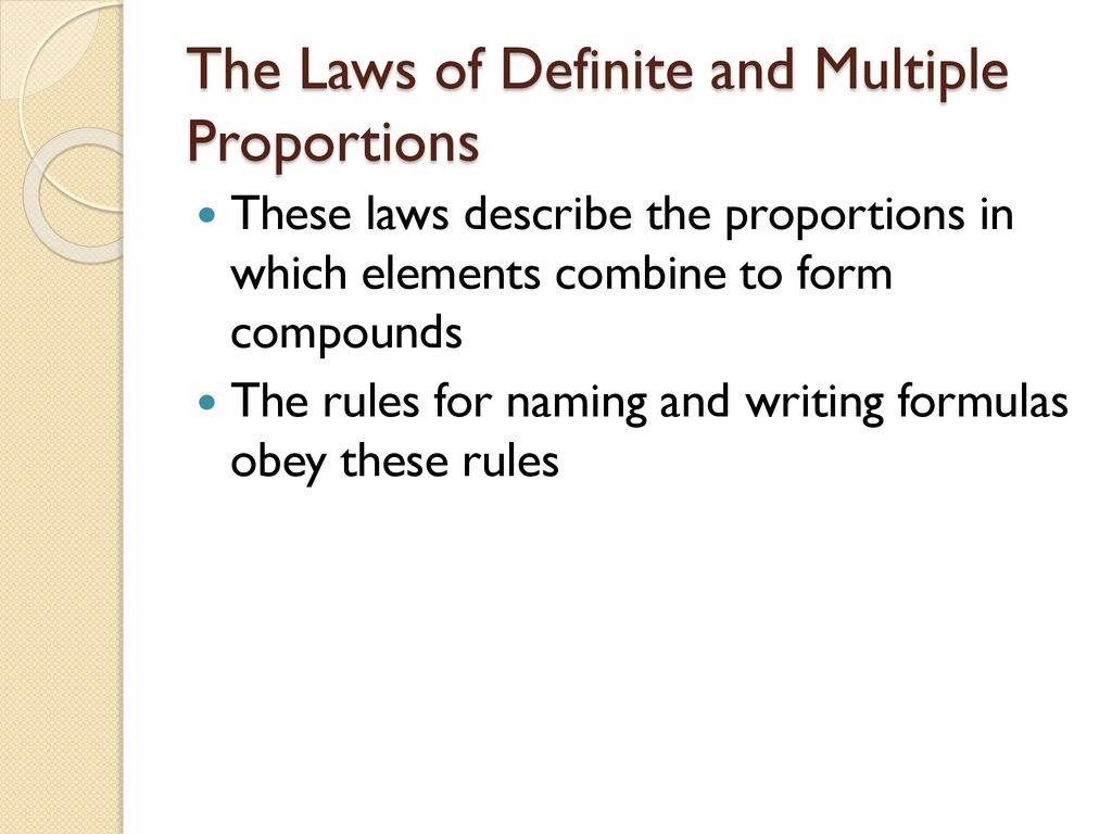 The Laws of Definite and Multiple Proportions