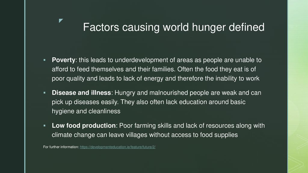 Factors causing world hunger defined
