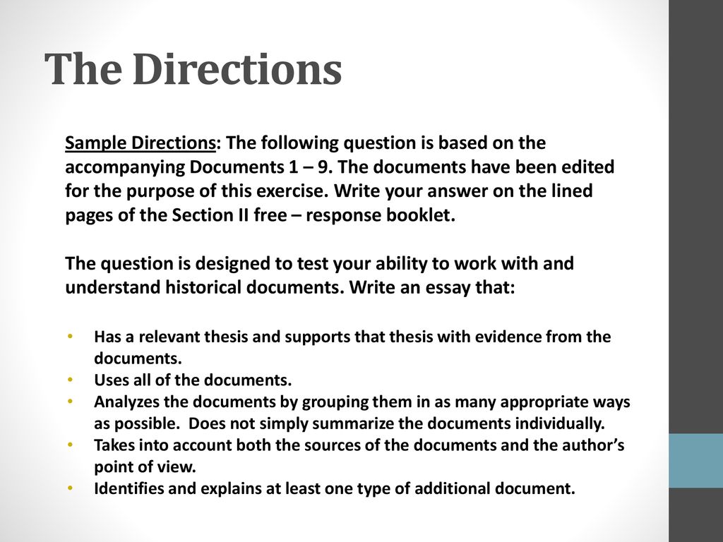sample of direction in essay test