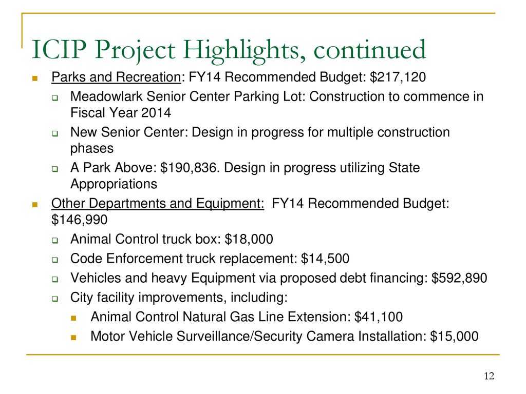 FY1419 Infrastructure and Capital Improvement Plan (ICIP