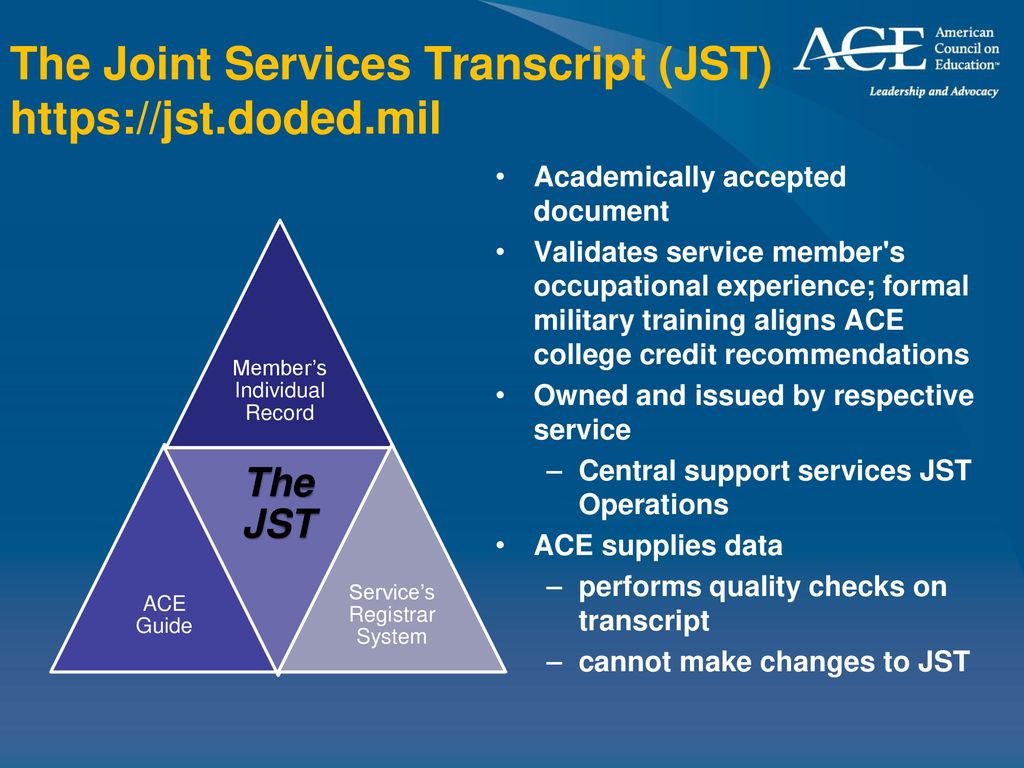 Mapping Military Training Using ACE Recommendations - ppt download