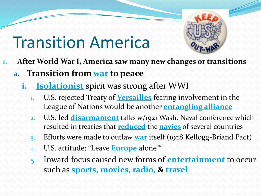 Transition America Transition from war to peace