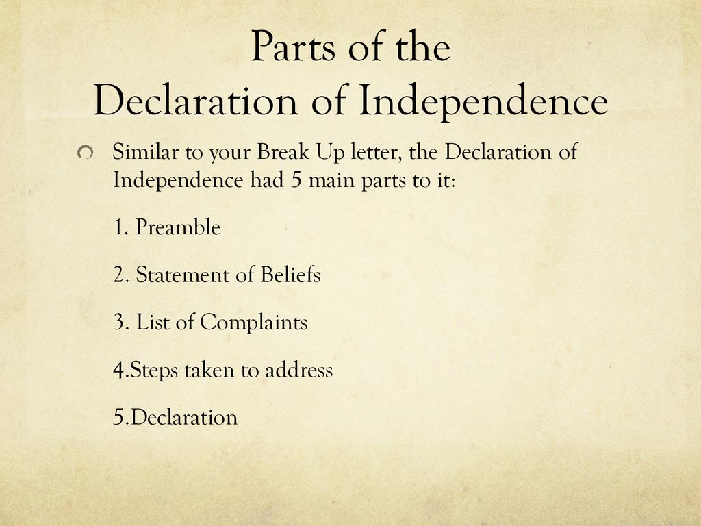 declaration of independence how many sections