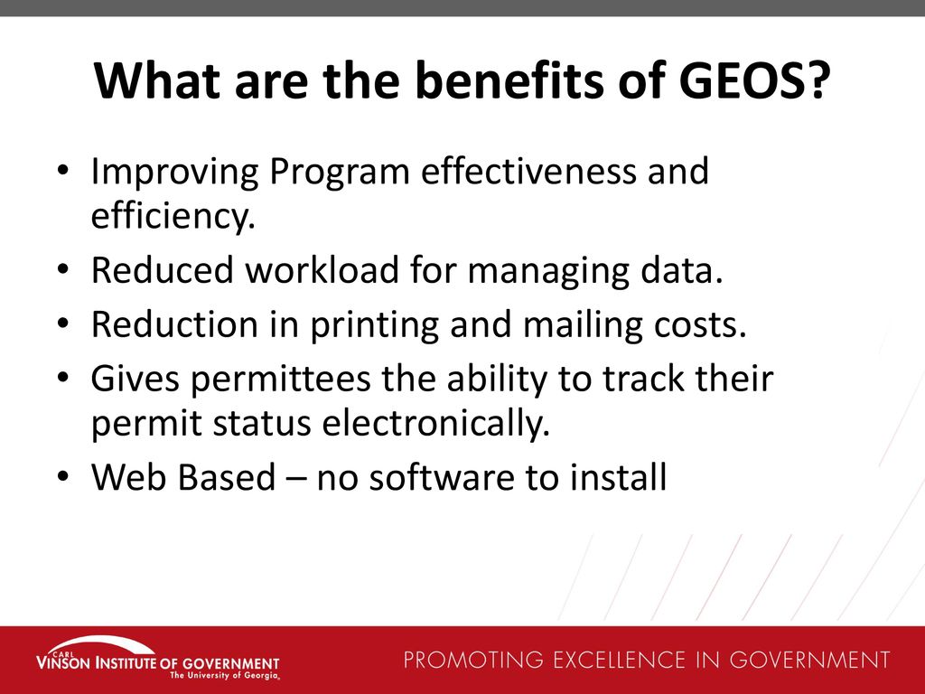 What are the benefits of GEOS