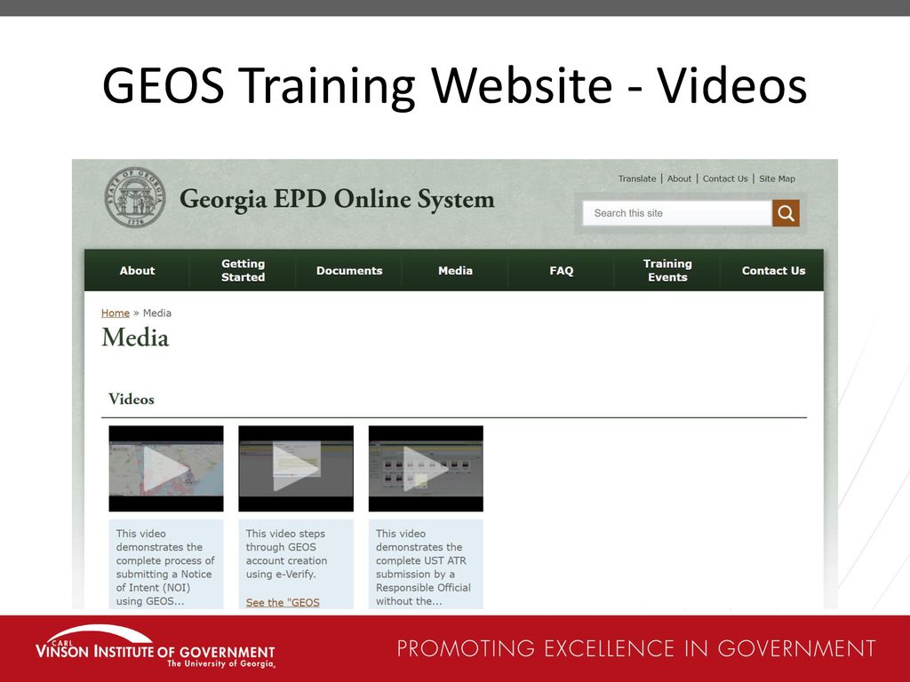 GEOS Training Website - Videos