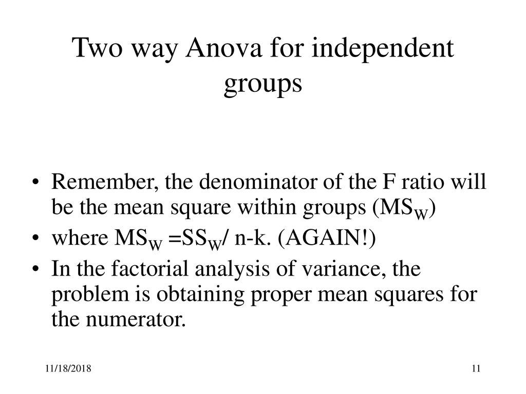Two way Anova for independent groups