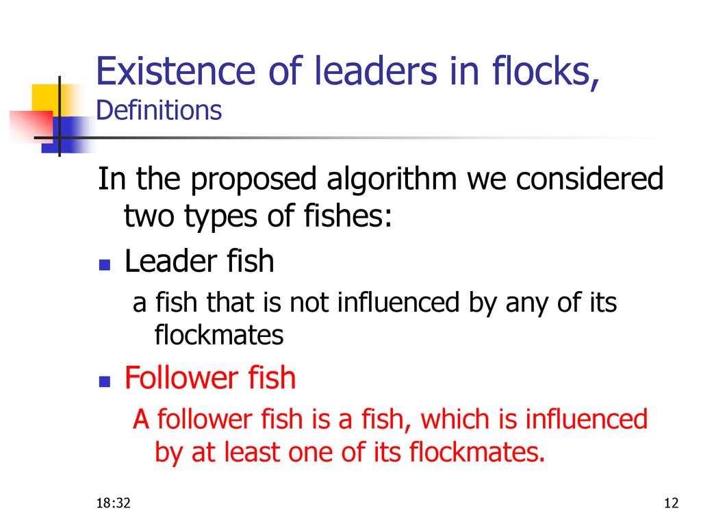 Existence of leaders in flocks, Definitions