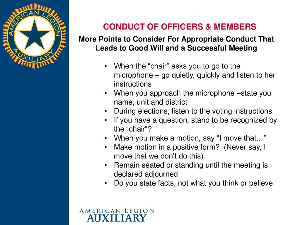 CONDUCT OF OFFICERS & MEMBERS