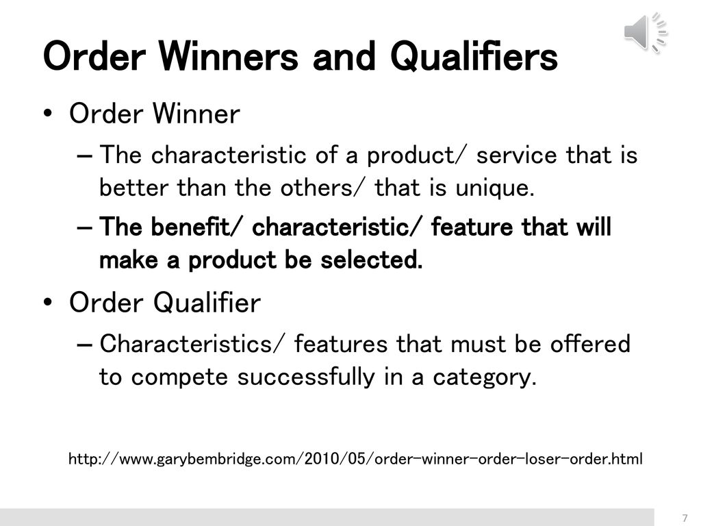 order winners and order qualifiers