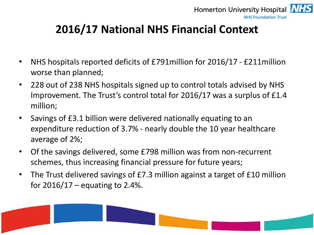 2016/17 National NHS Financial Context