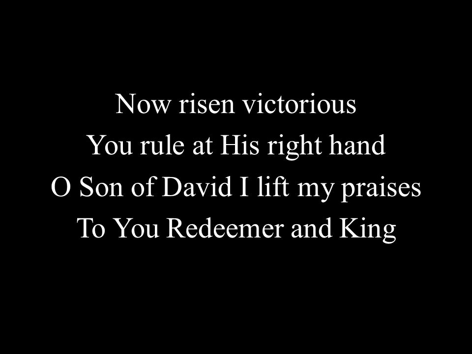 Now risen victorious You rule at His right hand O Son of David I lift my praises To You Redeemer and King