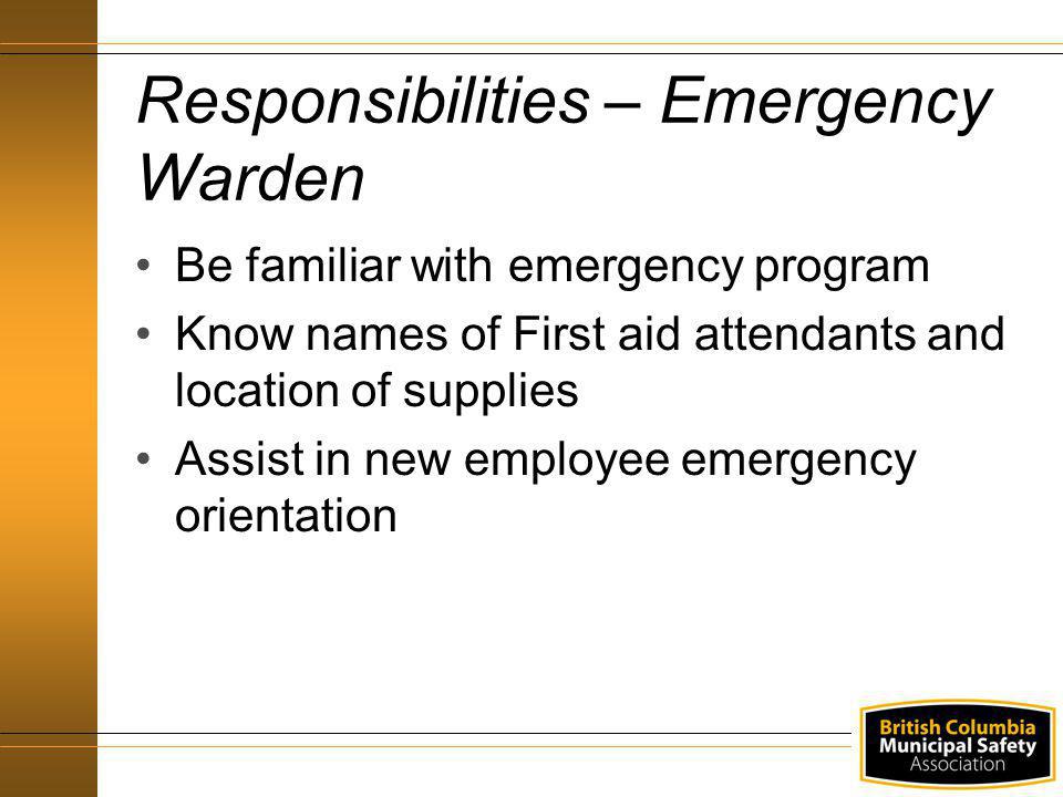 Responsibilities – Emergency Warden