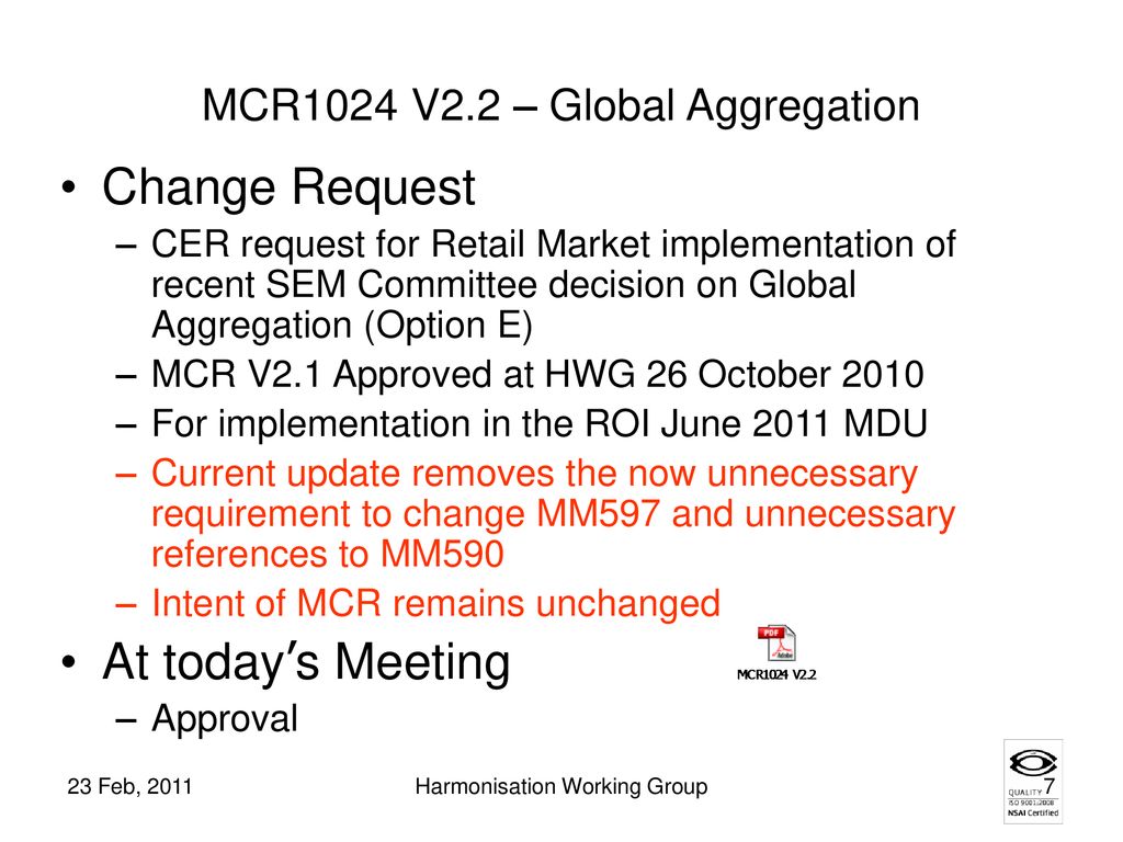 MCR1024 V2.2 – Global Aggregation