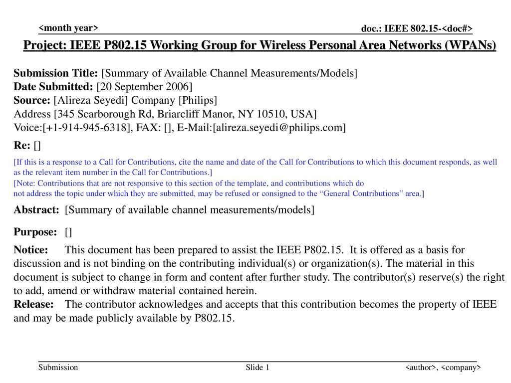<month year> Project: IEEE P Working Group for Wireless Personal Area Networks (WPANs)