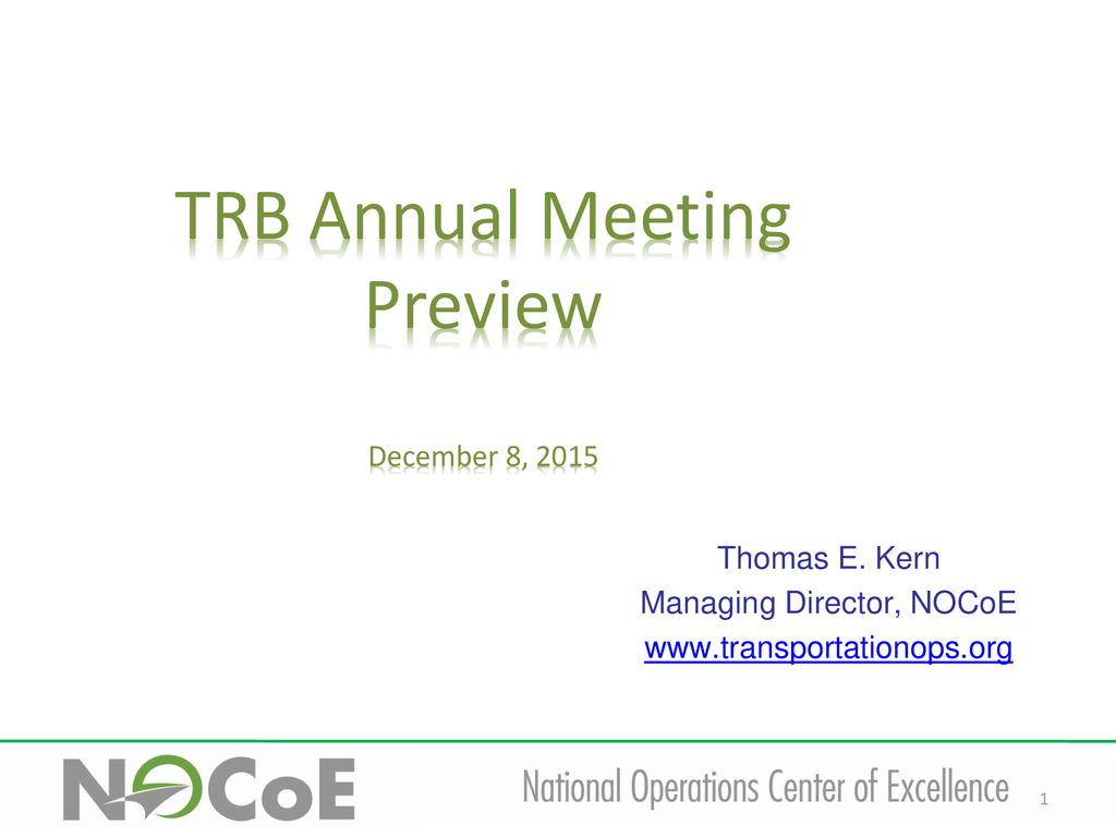 TRB Annual Meeting Preview ppt download